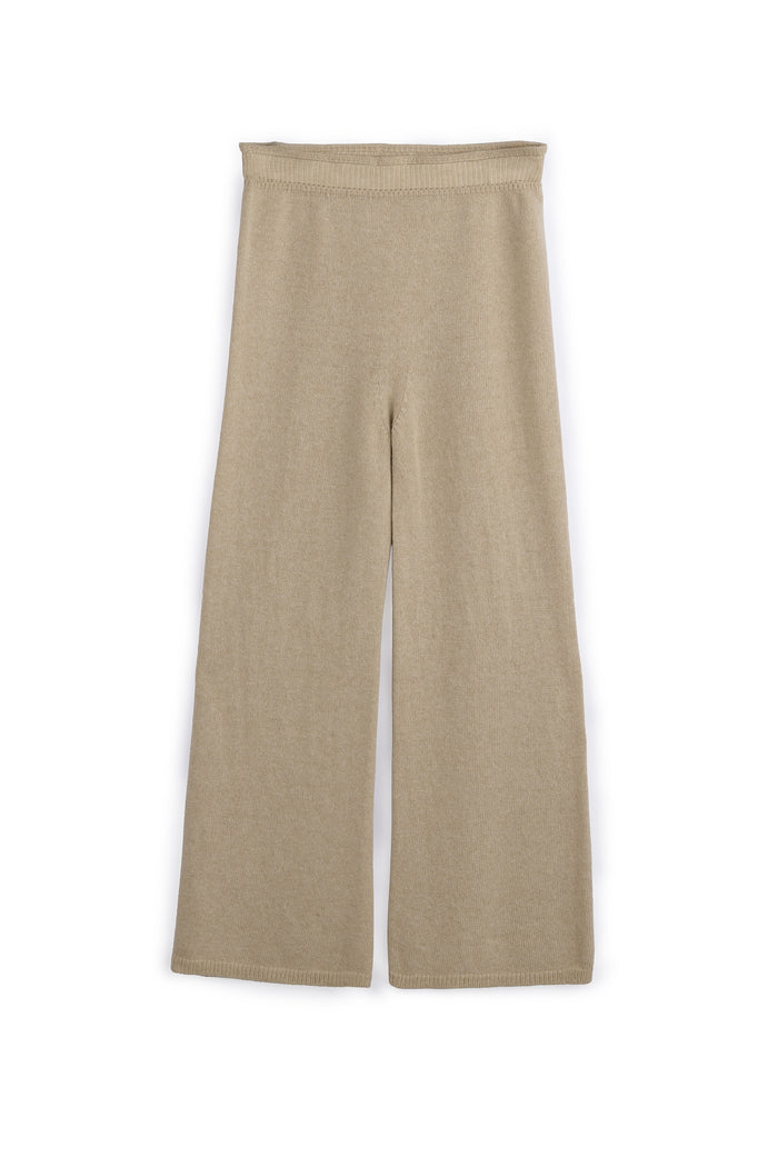 Pantaloni Donna Eleganti in Maglia, Pantaloni Palazzo in Lana Cachemire Viscosa e Poliammide, Vita Alta Elasticizzata, Pantalone Donna Morbido Casual Chic