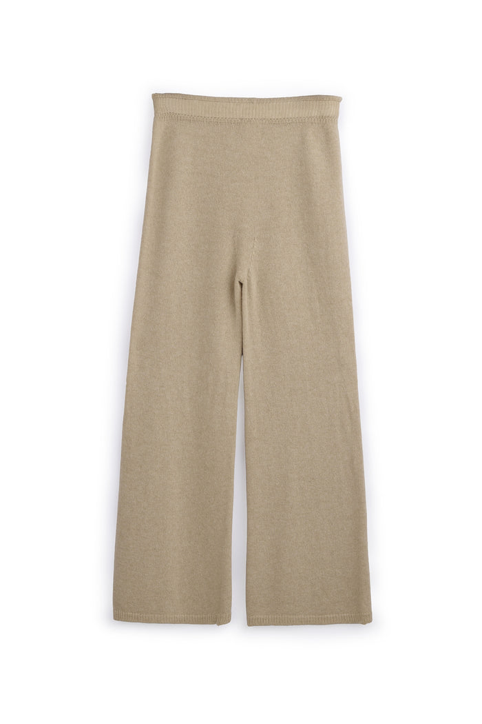 Pantaloni Donna Eleganti in Maglia, Pantaloni Palazzo in Lana Cachemire Viscosa e Poliammide, Vita Alta Elasticizzata, Pantalone Donna Morbido Casual Chic
