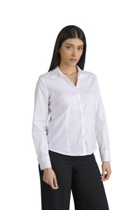 Guerini Camicetta Donna Elegante in Cotone con Bottoni, Camicia Manica Lunga Collo Classico, Made in Italy, Blusa Donna per Ufficio Cerimonia Tempo Libero