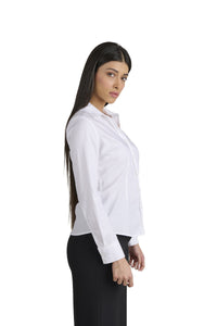 Guerini Camicetta Donna Elegante in Cotone con Bottoni, Camicia Manica Lunga Collo Classico, Made in Italy, Blusa Donna per Ufficio Cerimonia Tempo Libero