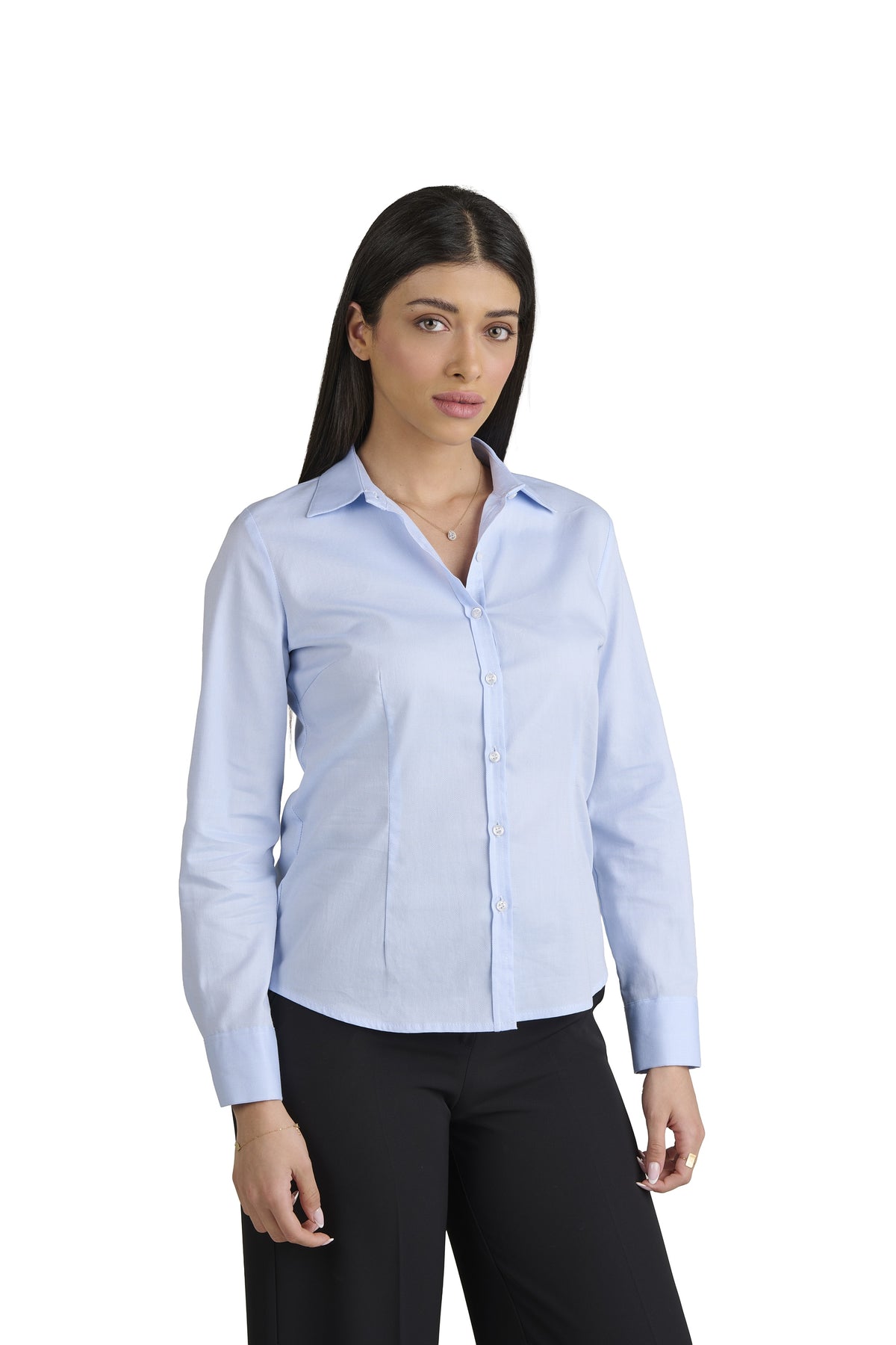 Guerini Camicetta Donna Elegante con Bottoni. Camicia Manica Lunga Collo Classico, 100% Cotone Made in Italy. Collo alla Francese. Collezione Atelier Alisée