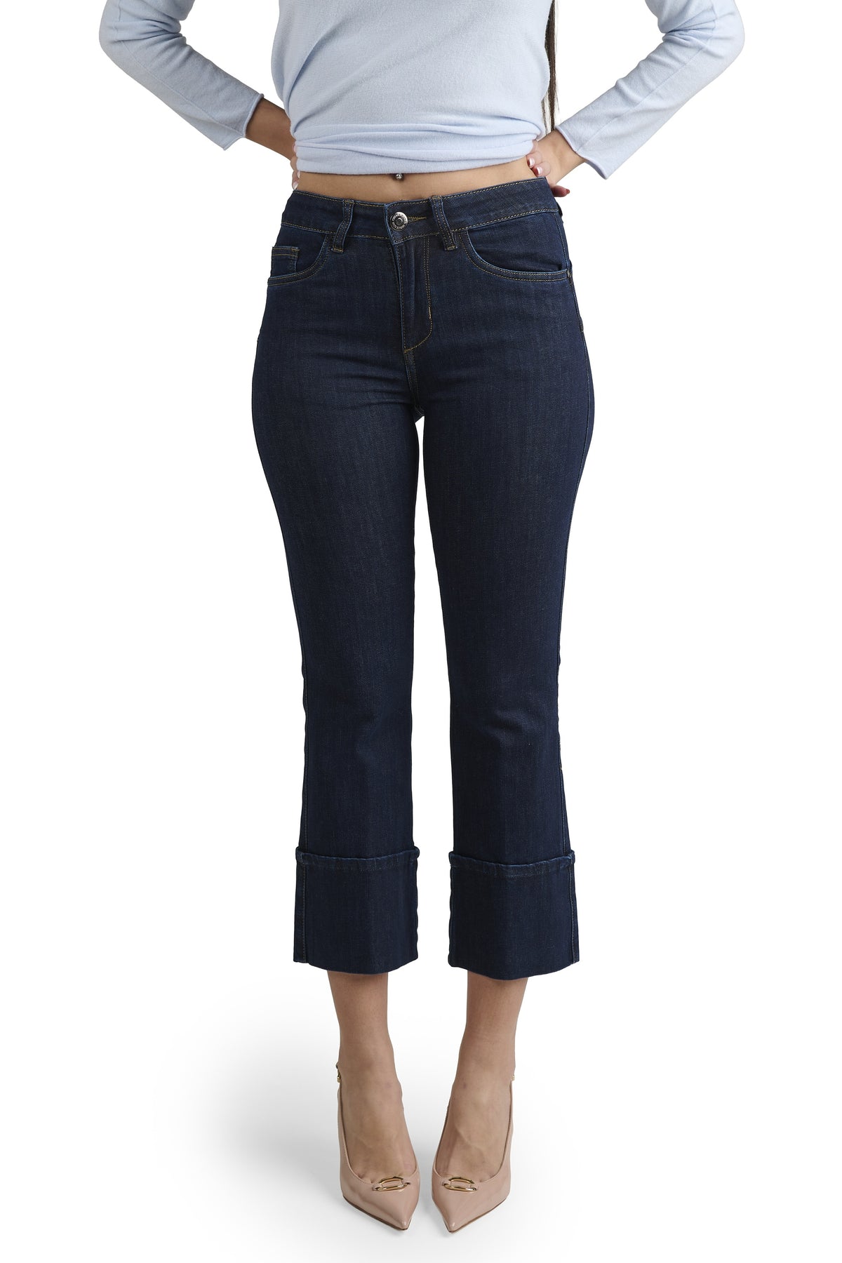 Jeans Donna a Campana Gamba Larga, Pantaloni Denim in Cotone, Jeans Donna Flare Vita Alta, Pantalone Moda Donna Elegante Casual, vestibilità Confortevole