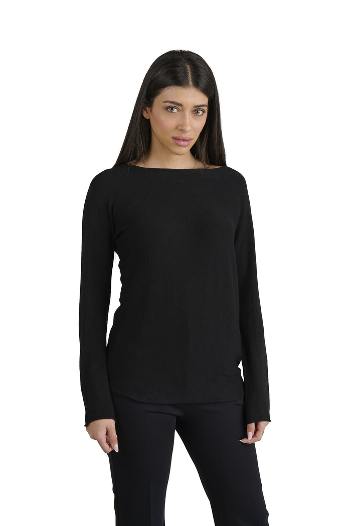 Maglia Donna Elegante Girocollo, Pullover Donna Manica Lunga in Viscosa e Poliestere, Taglia M. Leggera Morbida Casual Chic, Blusa Donna Versatile