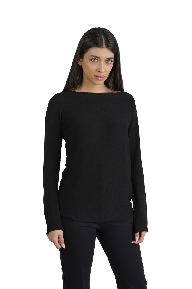Maglia Donna Elegante Girocollo, Pullover Donna Manica Lunga in Viscosa e Poliestere, Taglia M. Leggera Morbida Casual Chic, Blusa Donna Versatile