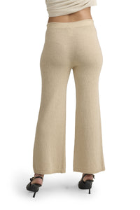 Pantaloni Donna Eleganti in Maglia, Pantaloni Palazzo in Lana Cachemire Viscosa e Poliammide, Vita Alta Elasticizzata, Pantalone Donna Morbido Casual Chic