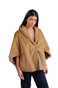 Poncho Donna Elegante in Poliestere, Mantella Donna Oversize con Effetto Pelliccia e Tessuto Liscio, Capospalla Donna Invernale Casual Chic.