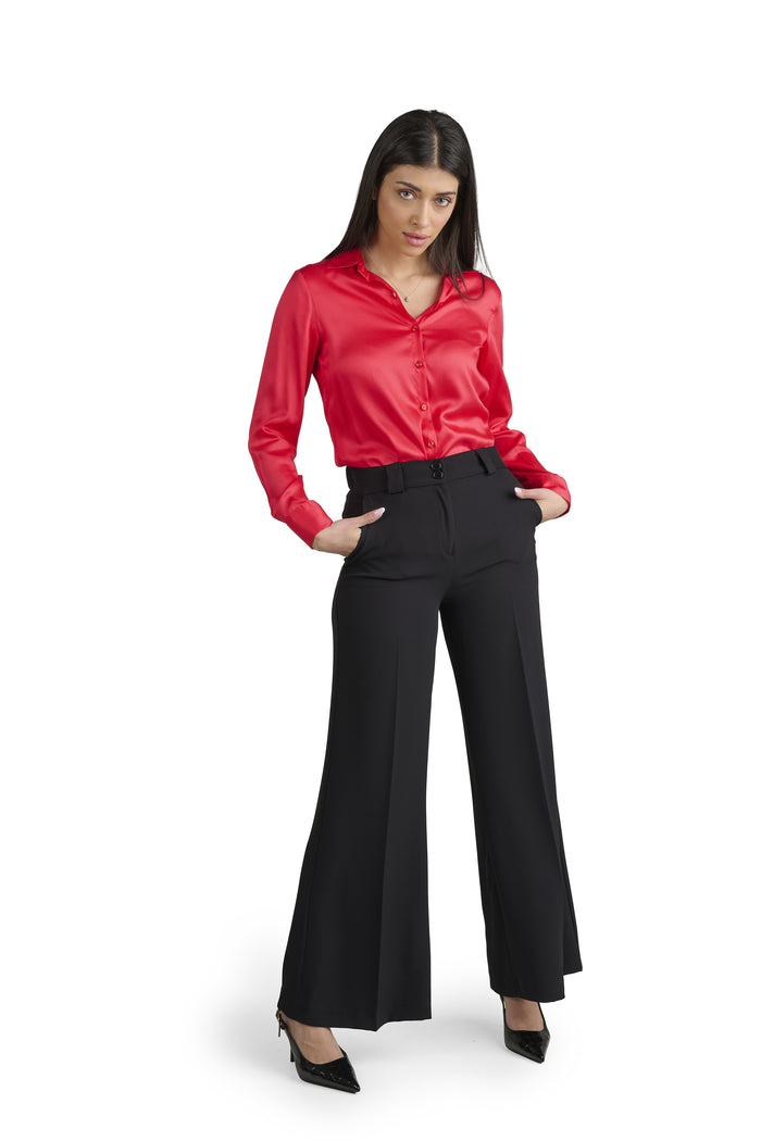 Pantaloni Donna Eleganti Vita Alta Made in Italy. Taglio Classico Ufficio.Gioandry Moda