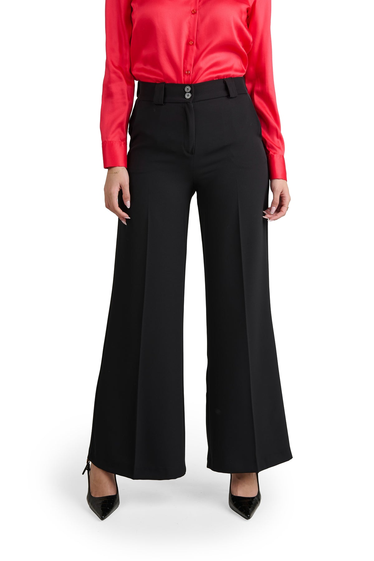 Pantaloni Donna Eleganti Vita Alta Made in Italy. Taglio Classico Ufficio.Gioandry Moda