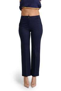Pantaloni Donna Eleganti Vita Alta, Pantaloni Sartoriali in Poliestere Made in Italy, Pantalone Donna Taglio Classico per Ufficio e Cerimonia