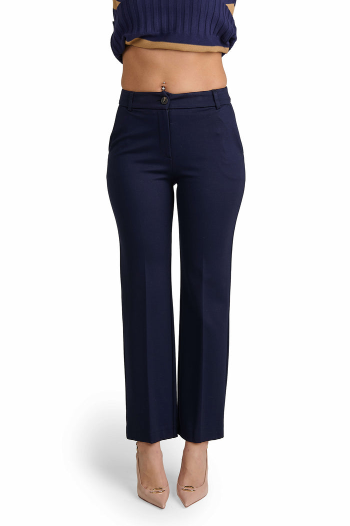 Pantaloni Donna Eleganti Vita Alta, Pantaloni Sartoriali in Poliestere Made in Italy, Pantalone Donna Taglio Classico per Ufficio e Cerimonia